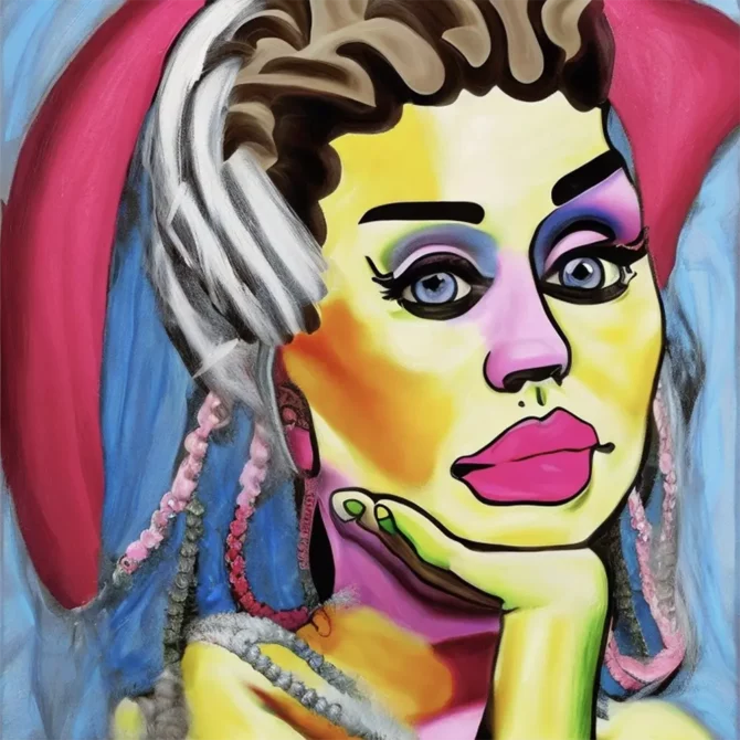 Miley Cyrus in the style of George Condo     50